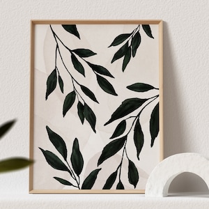 Abstract Botanical PRINTABLE Wall Art, Neutral Minimalist Print, Modern Art Boho Home Decor, Scandi Wall Art, Contemporary DIGITAL DOWNLOAD