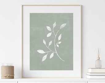 Sage Green Decor, PRINTABLE Wall Art, Botanical Print, Abstract Leaf Print, Boho Decor, Modern Art, Minimalist Print, DIGITAL DOWNLOAD