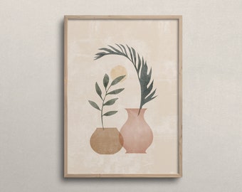 Impresiones botánicas, Arte de pared neutro, Descarga digital, Decoración de pared Boho, Arte de pared de planta, Arte de pared minimalista, Impresión de planta de Boho, Arte imprimible