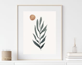 Abstract Botanical Print, Printable Wall Art, Boho Home Decor, Minimalist Poster, Neutral Wall Art, Modern Digital Print, Digital Download