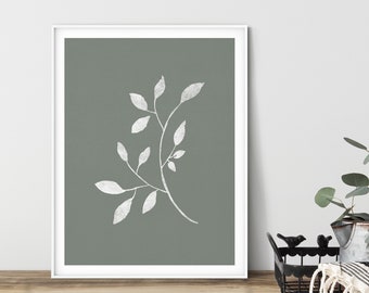 Dark Green Botanical Printable Wall Art, DIGITAL Print, Contemporary Abstract Art, Minimalist Modern Art | INSTANT DOWNLOAD
