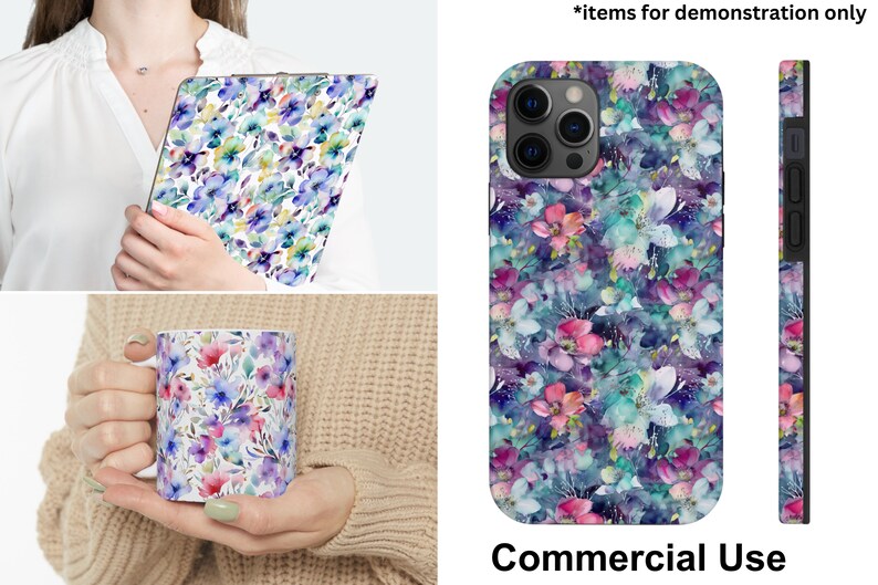 Floral Digital Paper Pack, SEAMLESS Pattern, 12x12 Digital Paper ...