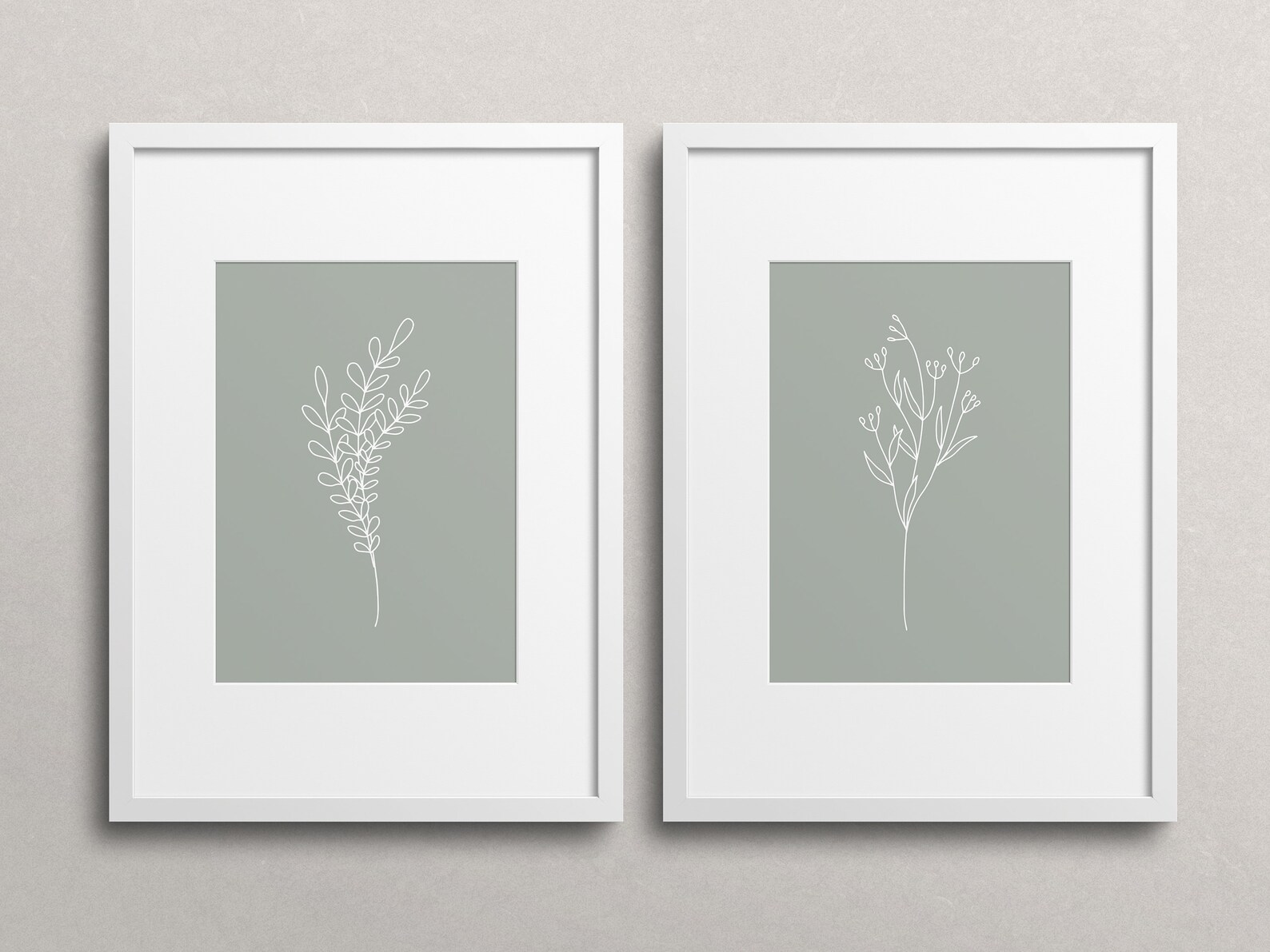 Botanical Prints, Green Wall Art, PRINTABLE Botanical Wall Art Set of 2 ...