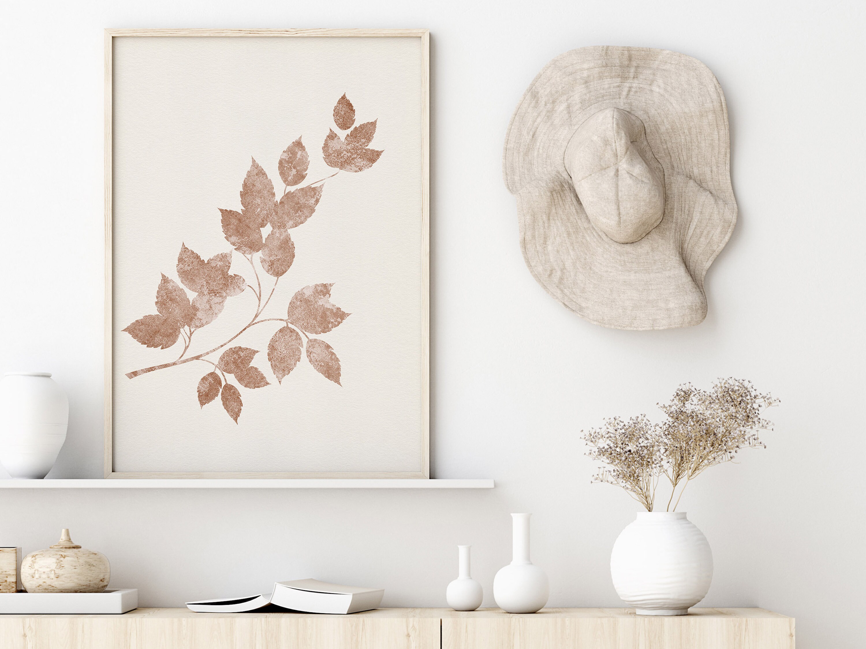 Botanical Printable Wall Art, Abstract Leaf Print, Neutral Wall Art ...