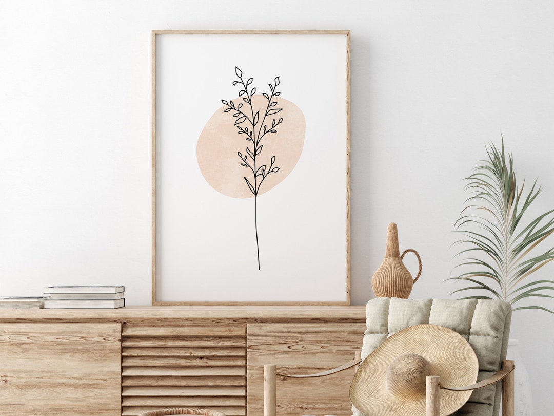 Botanical Line Art, DIGITAL DOWNLOAD, Neutral Wall Art Minimalist Print ...