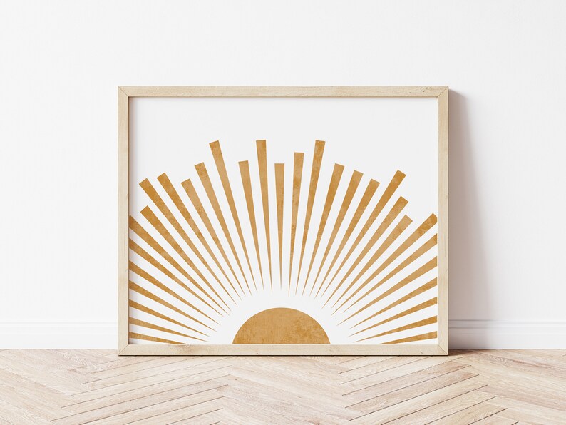 Minimalist Sun Wall Art Boho Sun Wall Decor Mid Century Etsy