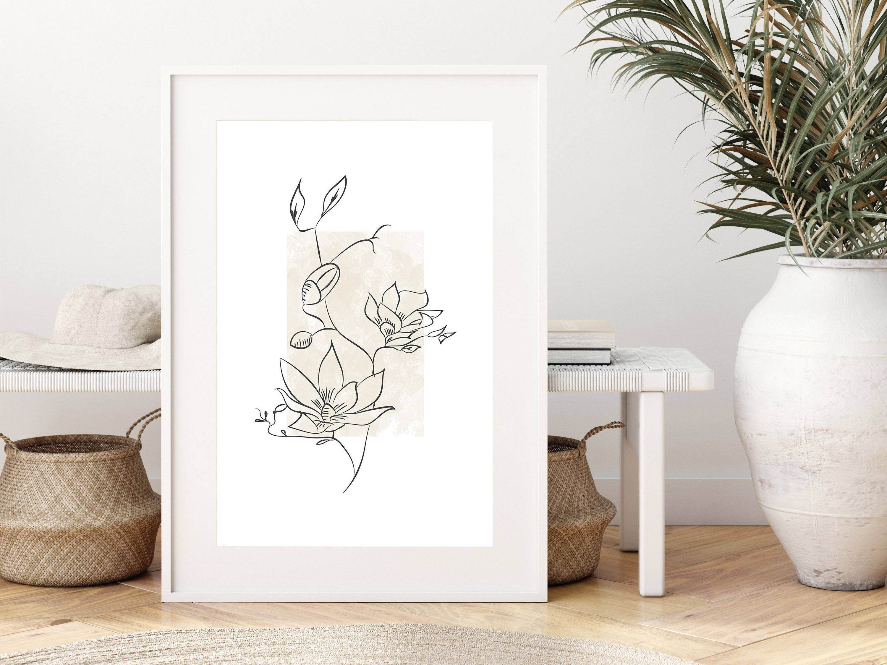Neutral Wall Art Minimalistic Poster Botanical Print Download Beige ...