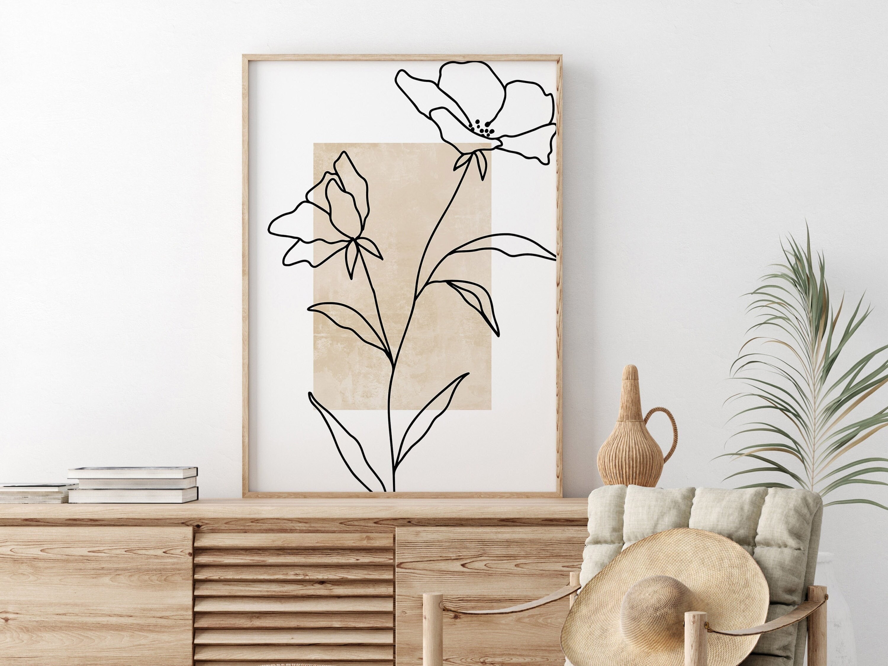 Neutral Print, PRINTABLE Wall Art, Line Art Print, Boho Print ...