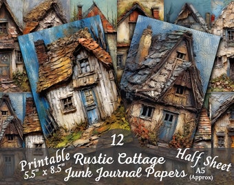 Junk Journal Half Paper Rustic Cabin Ephemera Collage Sheets Mixed Media Printable Craft Papers Scrapbook Supply Cottagecore A5 Print