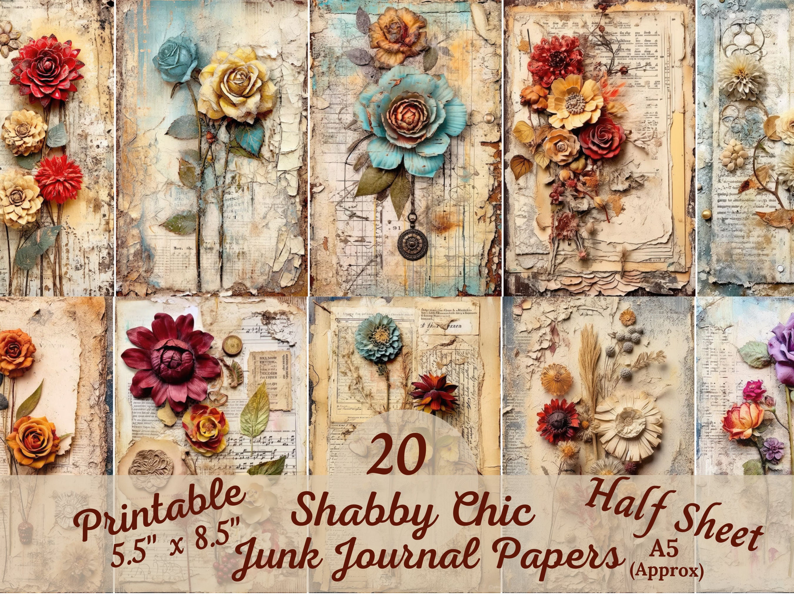 Shabby Chic Victorian Ladies Junk Journal Ephemera Pack, Vintage Journaling  Supplies, Feminine Scrapbook Digital Paper Prints, Rose Ephemera 