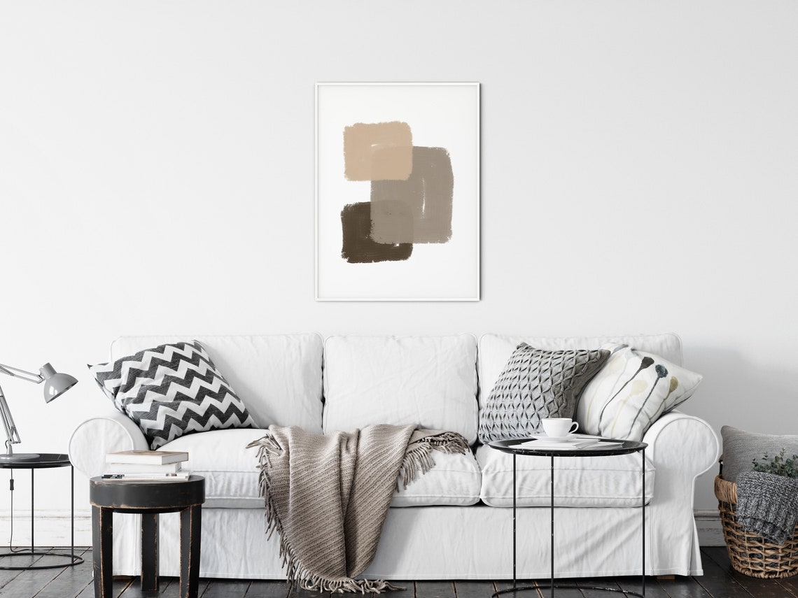 Paint Stroke Wall Art Beige Abstract Art Neutral Wall Art Etsy