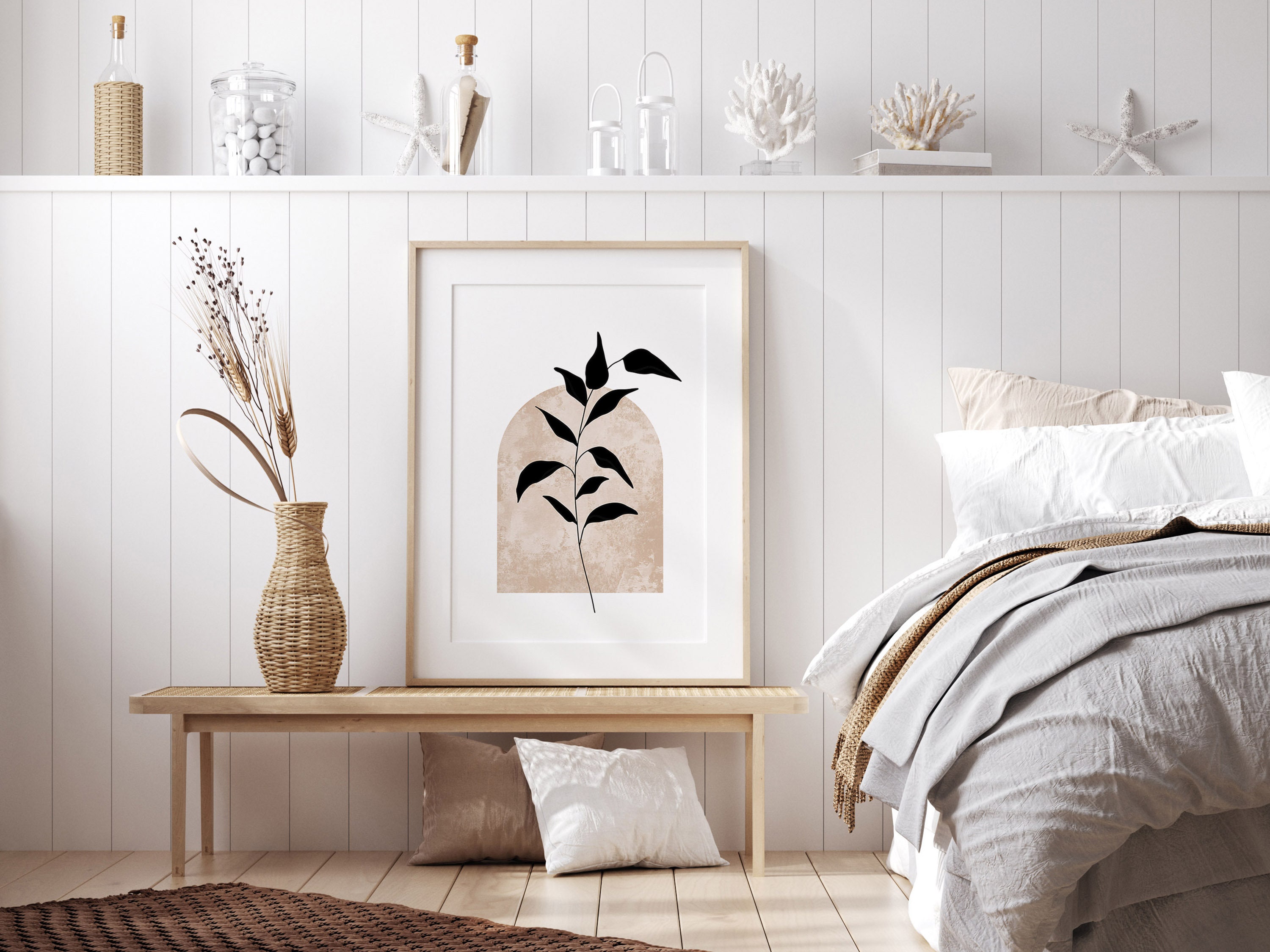 Minimalist Botanical PRINTABLE Wall Art Digital Print Neutral - Etsy