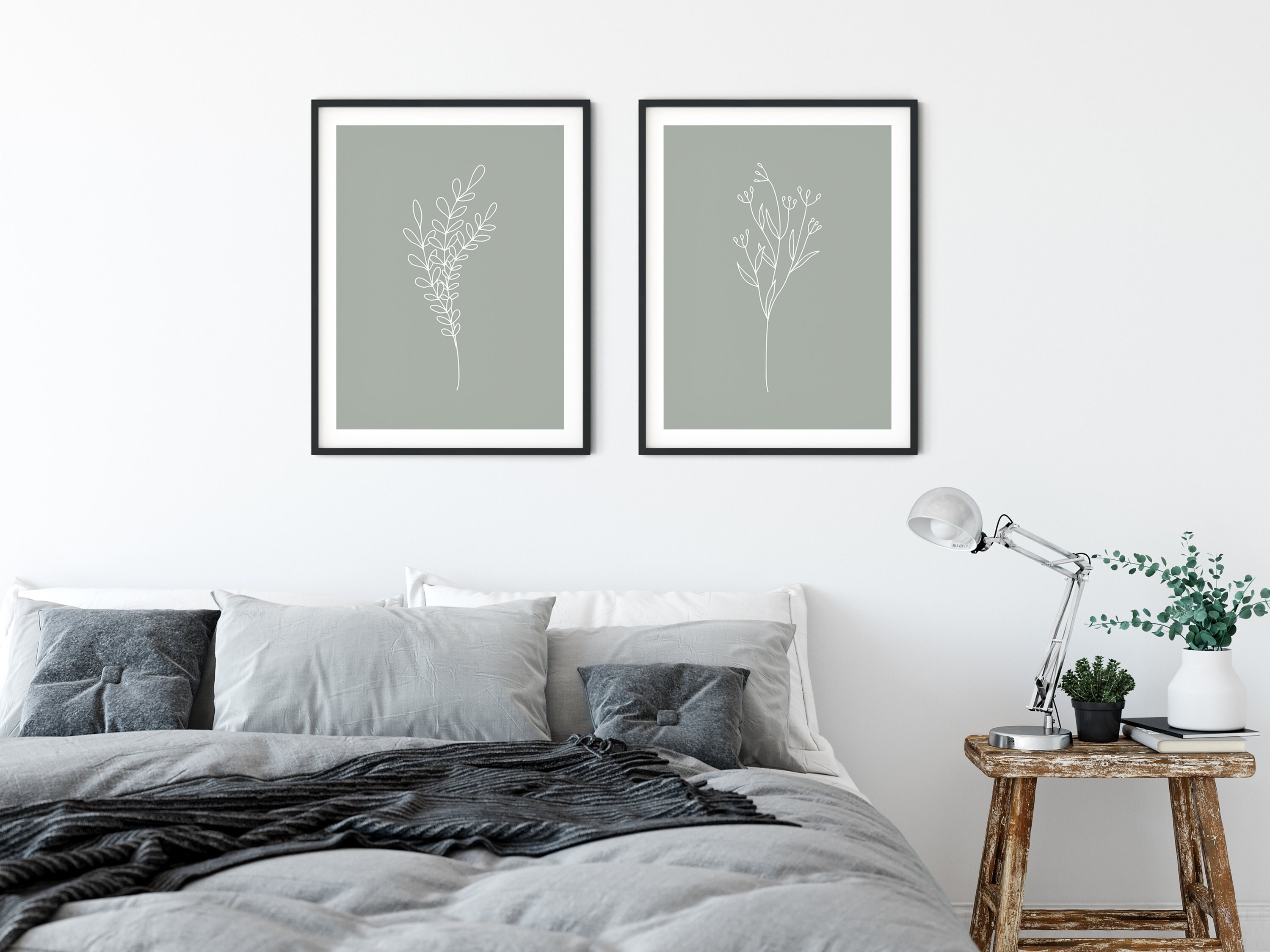 Botanical Prints, Green Wall Art, PRINTABLE Botanical Wall Art Set of 2 ...