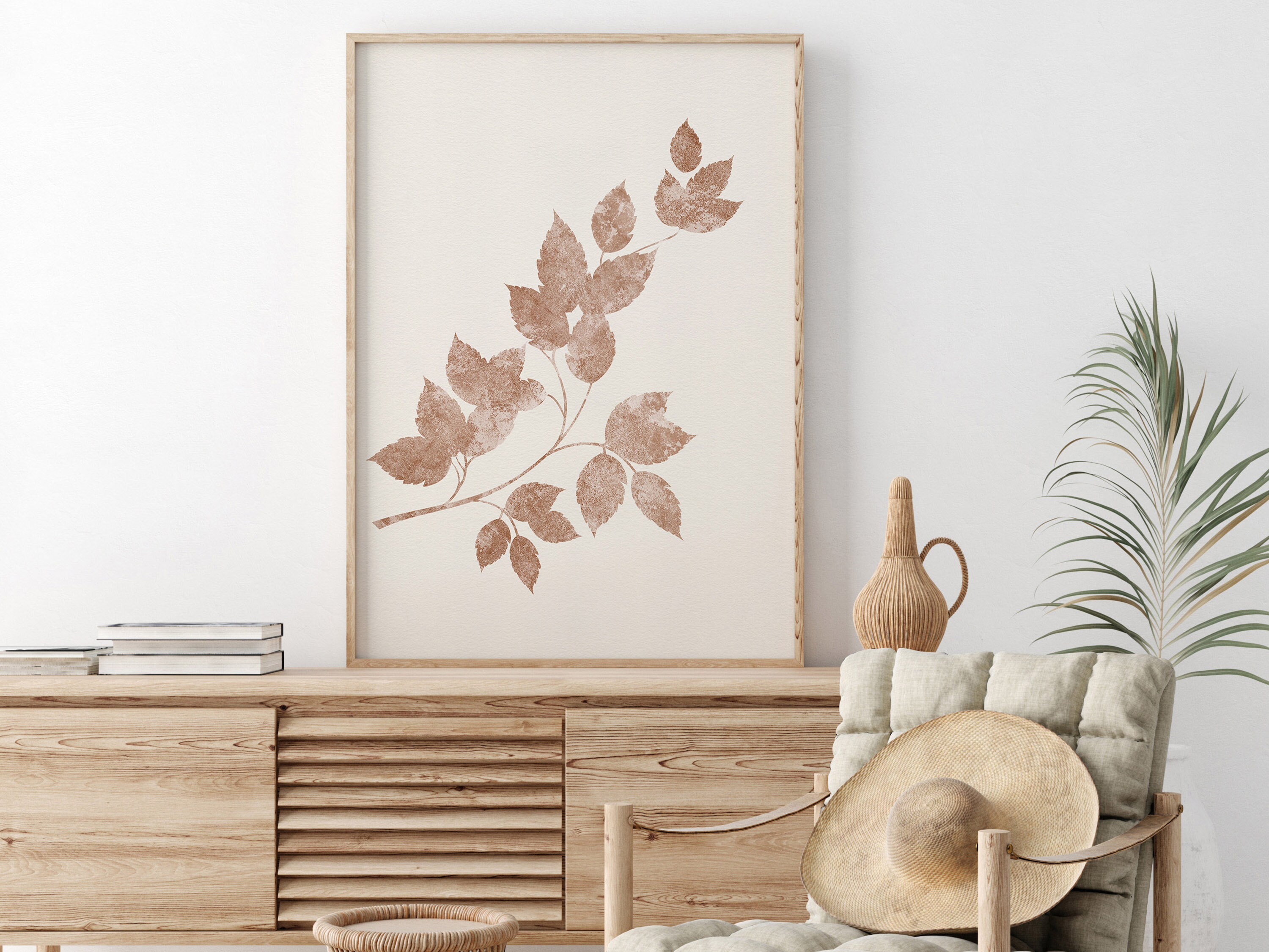 Botanical Printable Wall Art, Abstract Leaf Print, Neutral Wall Art ...