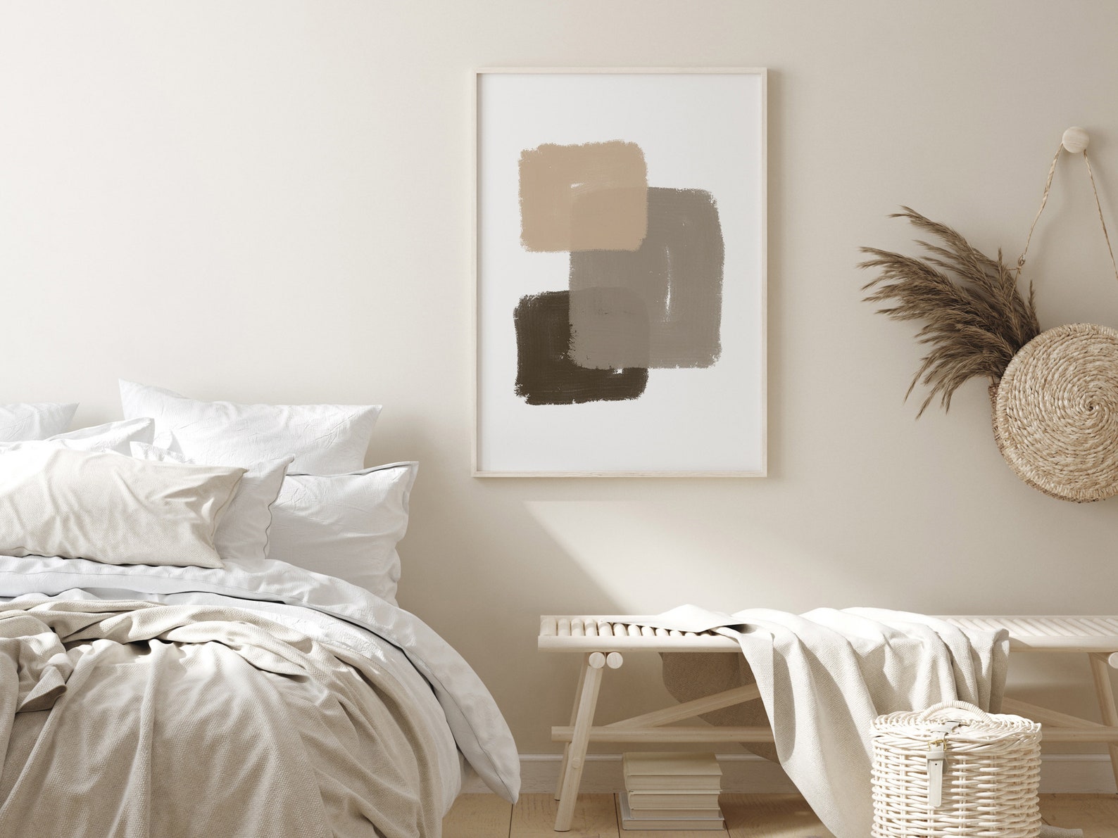 Paint Stroke Wall Art Beige Abstract Art Neutral Wall Art Etsy
