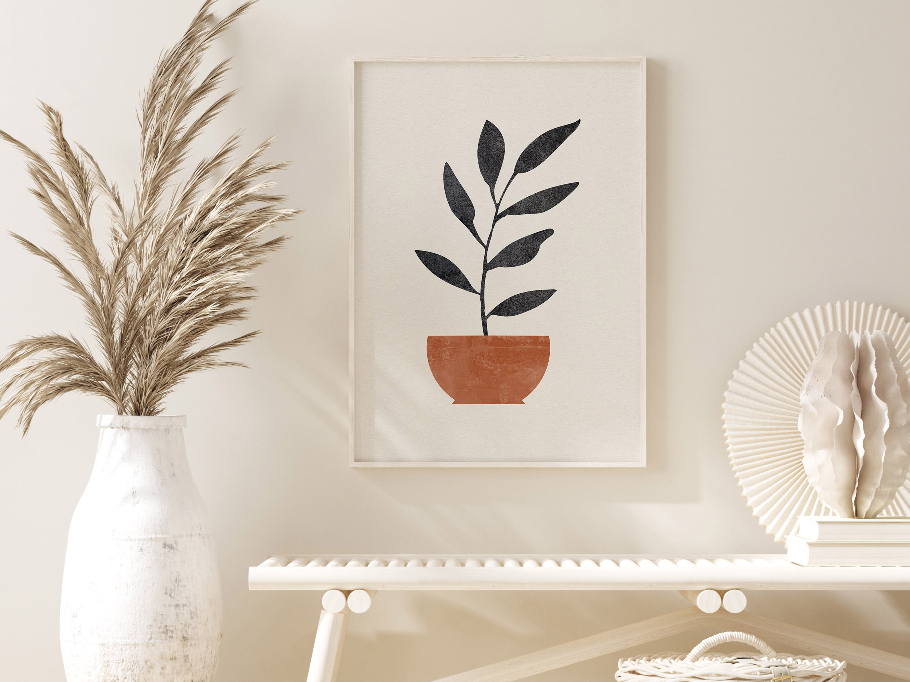 Abstract Terracotta Plant Geometric Printable Wall Art | Etsy