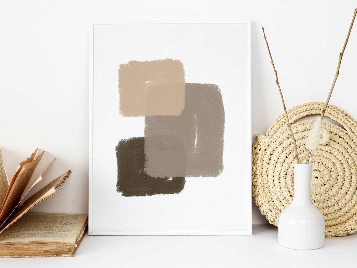 Paint Stroke Wall Art Beige Abstract Art Neutral Wall Art Etsy