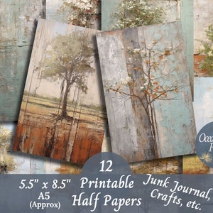 Rustic Half Papers Ephemera Collage Junk Journal Printable Decoupage Craft Paper Journaling Embellishments Rustic Nature Clipart A5