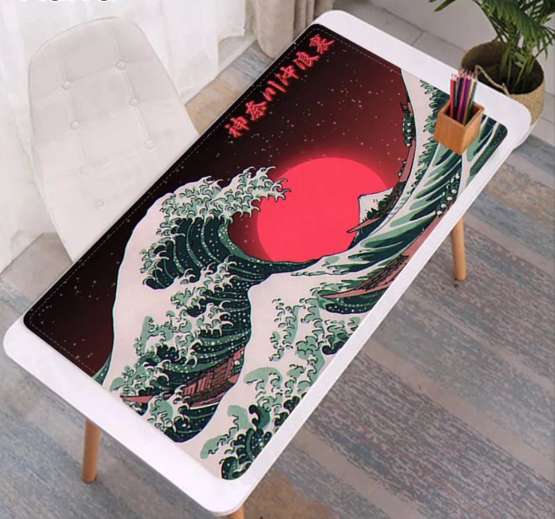 Anime Japan Wave Mouse Pad Tsunami Mouse Pad Desk Mat Large Etsy