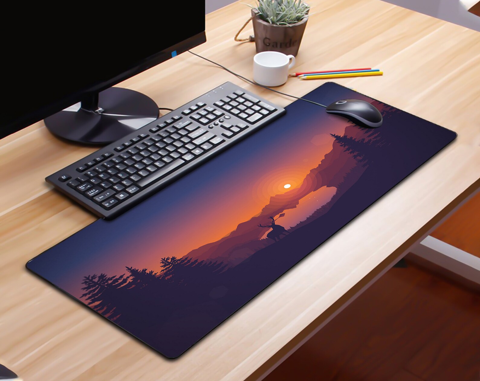 Custom Mountain Desk Mat & Mouse Pad Sunset Mouse Pad Large Etsy