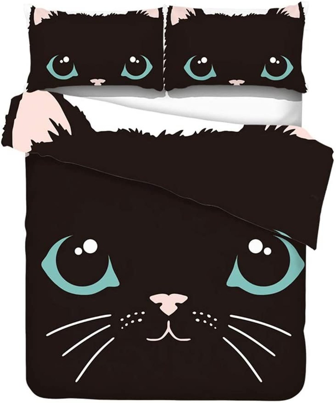Cat Bedding Set Black Cute Cat Bedding Animal Bedding Set Etsy