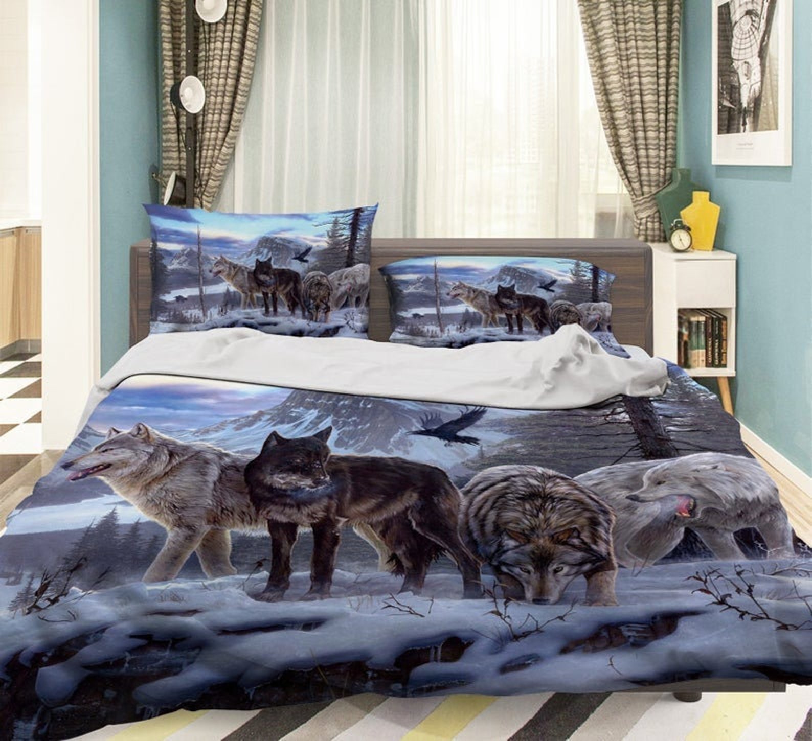 Wolf Bedding Set Animal Bedding Set Wolf Bedding Include 1 Etsy