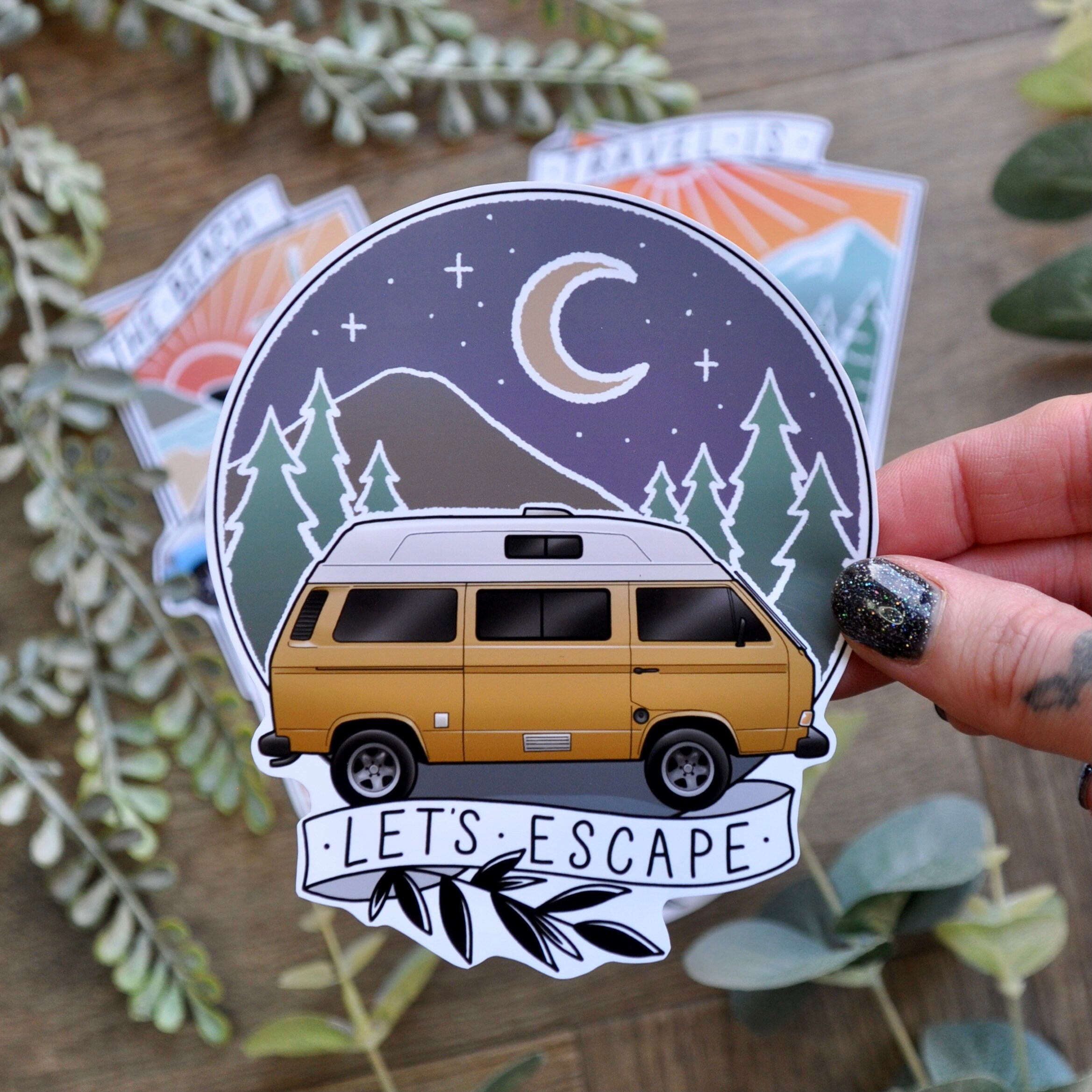 Campervan Sticker Lets Escape Vinyl Laptop Bumper Etsy UK