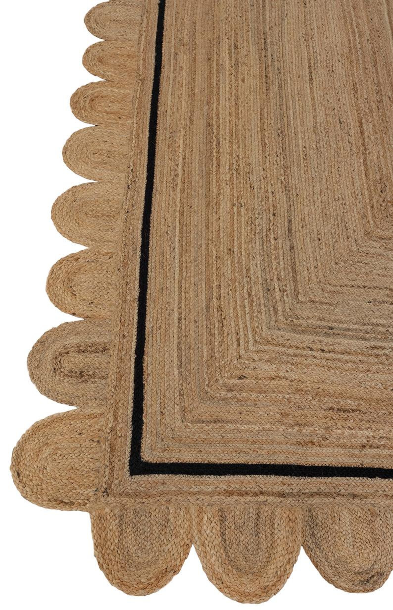 8x10 10x14 Ft. Scalloped Jute Rug Handmade Rug Boho Decor Etsy