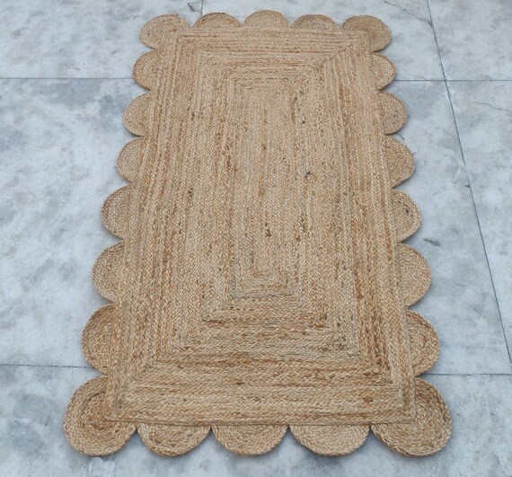 2x14 2x20 Ft. Scalloped Runner Rug Jute Scallop Rug Off Etsy