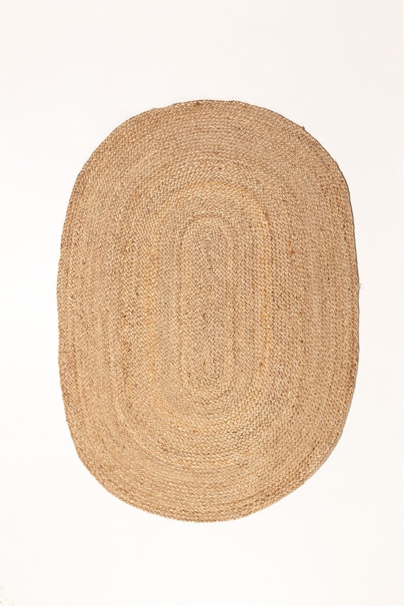5x8 6x9 10x14 Ft. Jute Cotton Rug Braided Oval Rug Patio Etsy