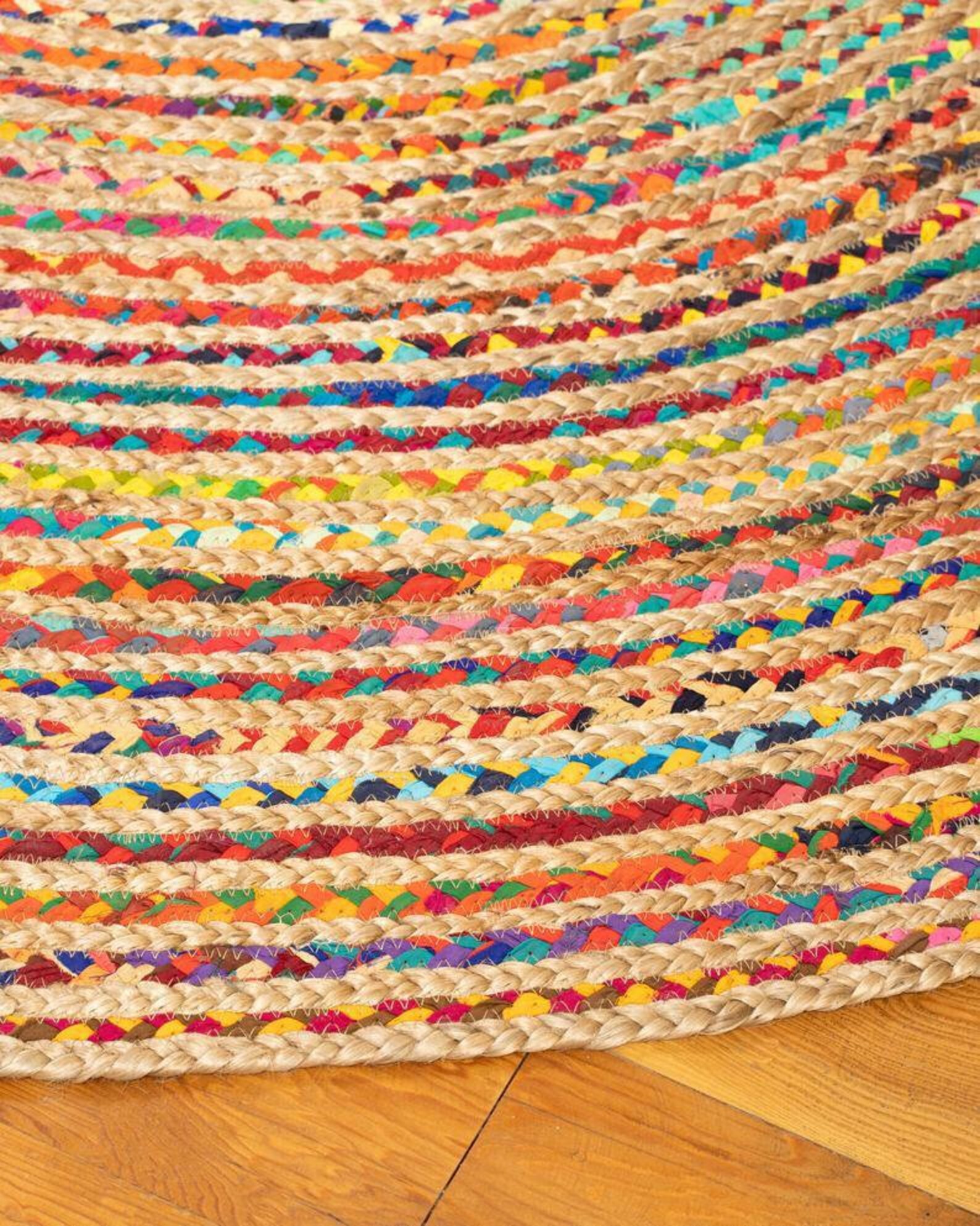 Beautiful Multicolor Round Rug Jaipuri Handmade Jute & Cotton Etsy