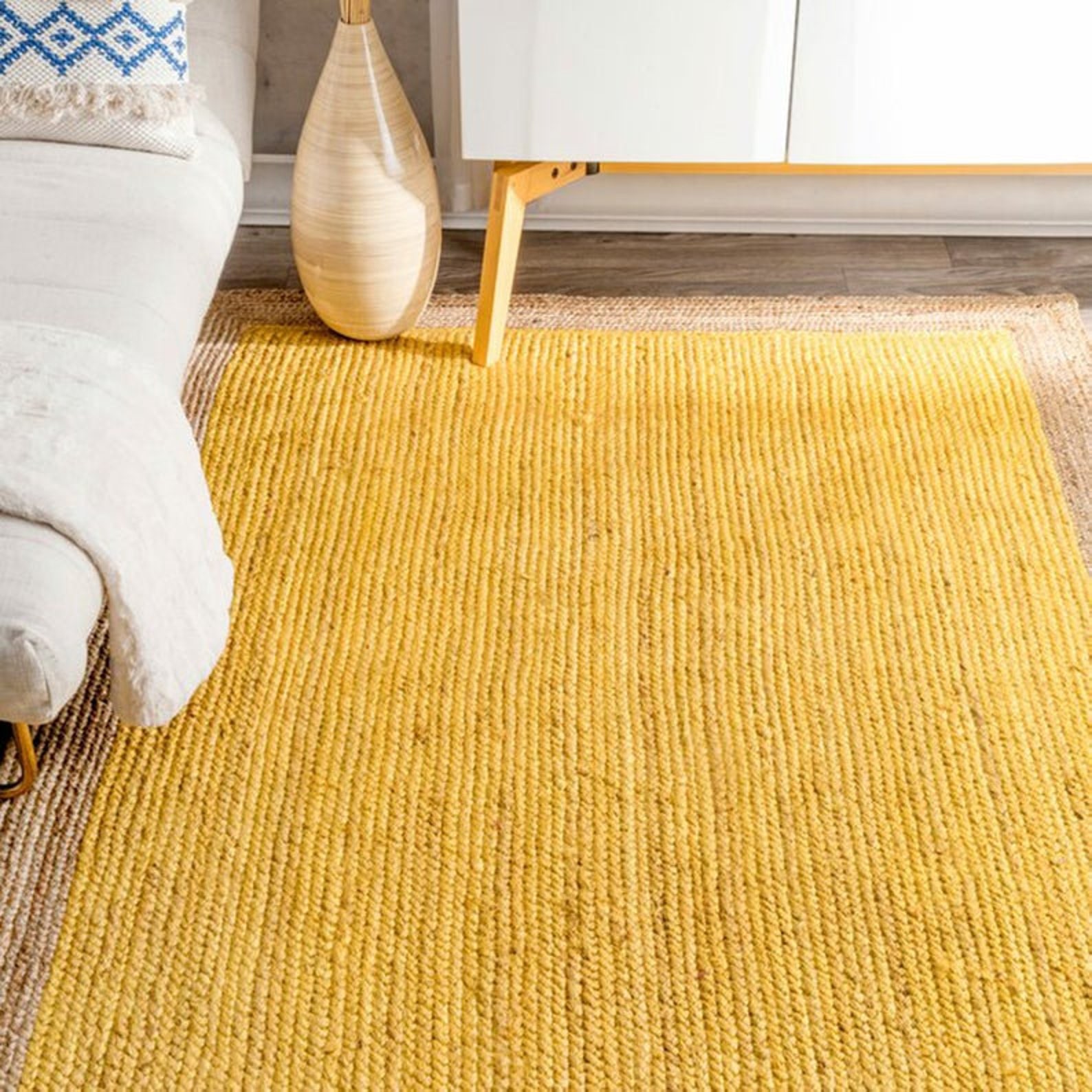 9x12 10x14 Ft.Yellow Colour Beautiful Jute Rug With Border Etsy