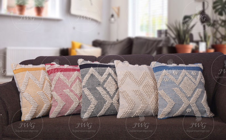 5 Set Shaggy Cotton Vintage Kilim Pillowcases, Home Decor Handwoven Turkish Moroccan Pillow cover, Throw , Kilim Cushion Cover, handmade