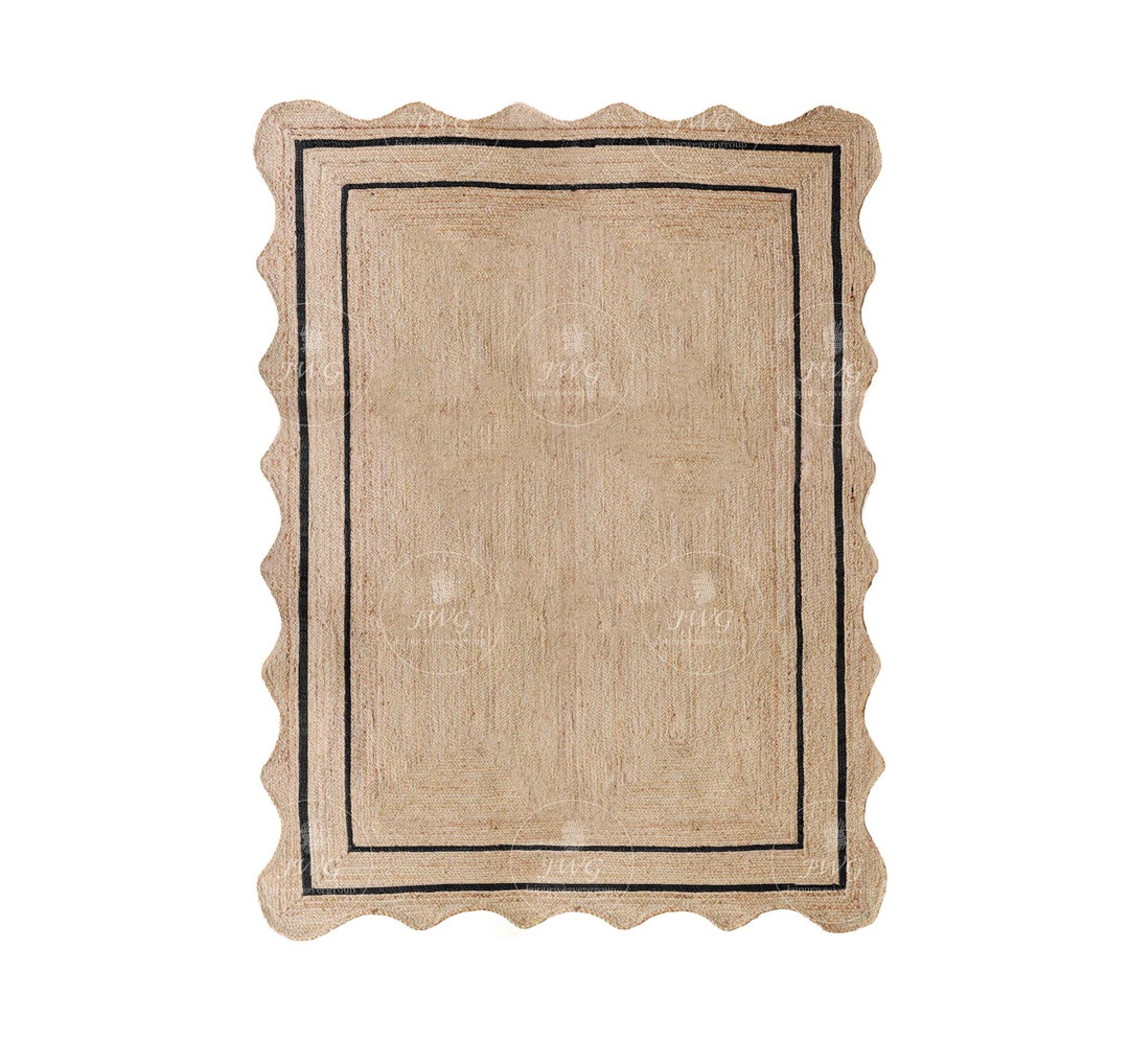 Natural Jute Hand Braided Rug Beige Color With Black or White Etsy