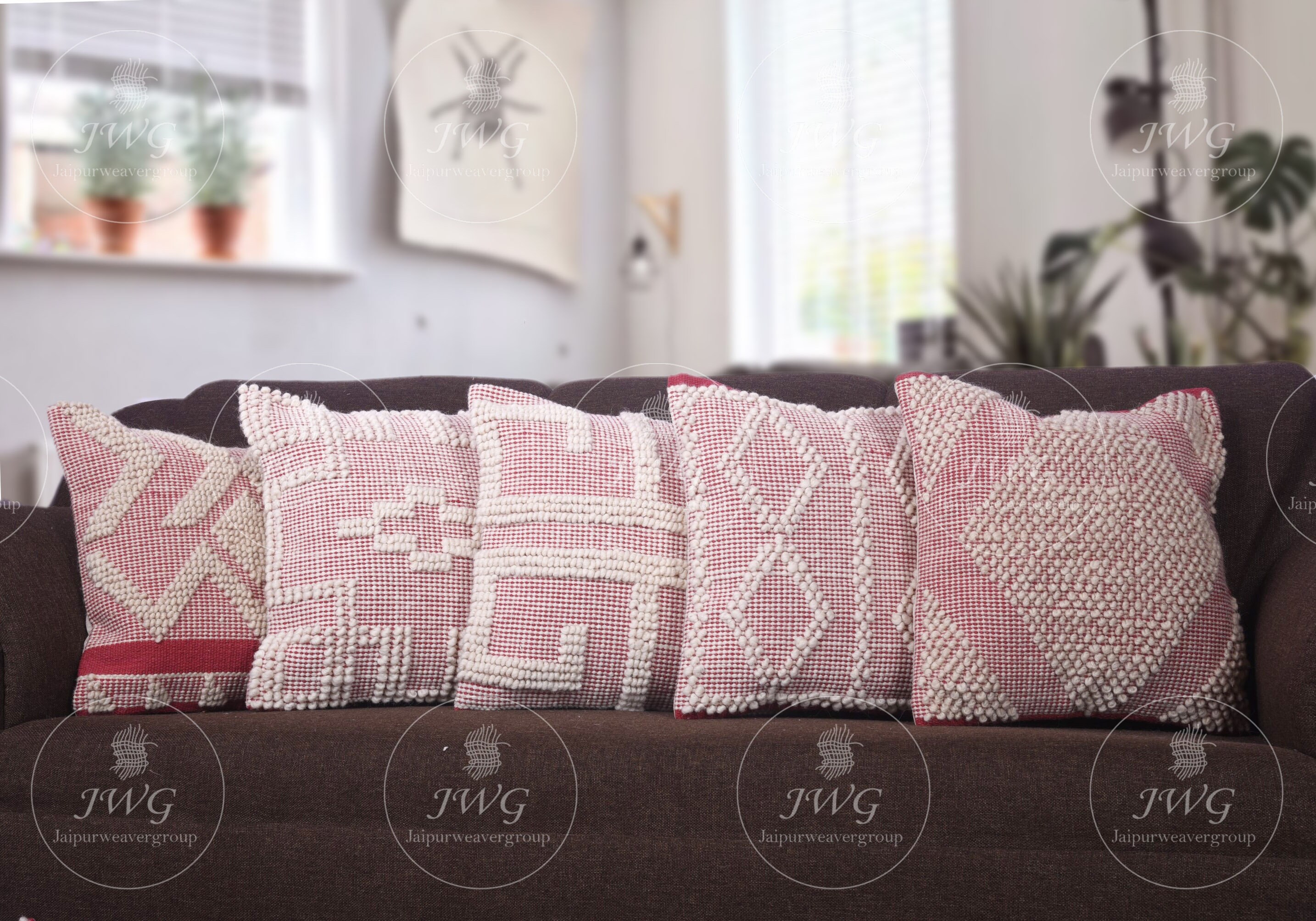 45x45cm Designer Loom Cotton Taies d'oreiller Faites à La Main, Housse de Coussin Au Sol, Pure, Nouv