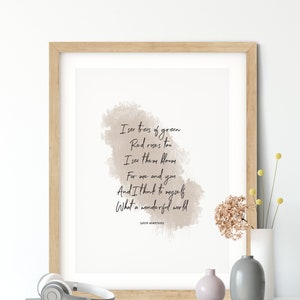 Printable What a Wonderful World - Song Lyrics, Instant Download, Various Sizes
