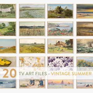 tv art classic paintings bundle of 20 | vintage summer decor | tv artwork | samsung frame tv art | tv art download | the frame tv art