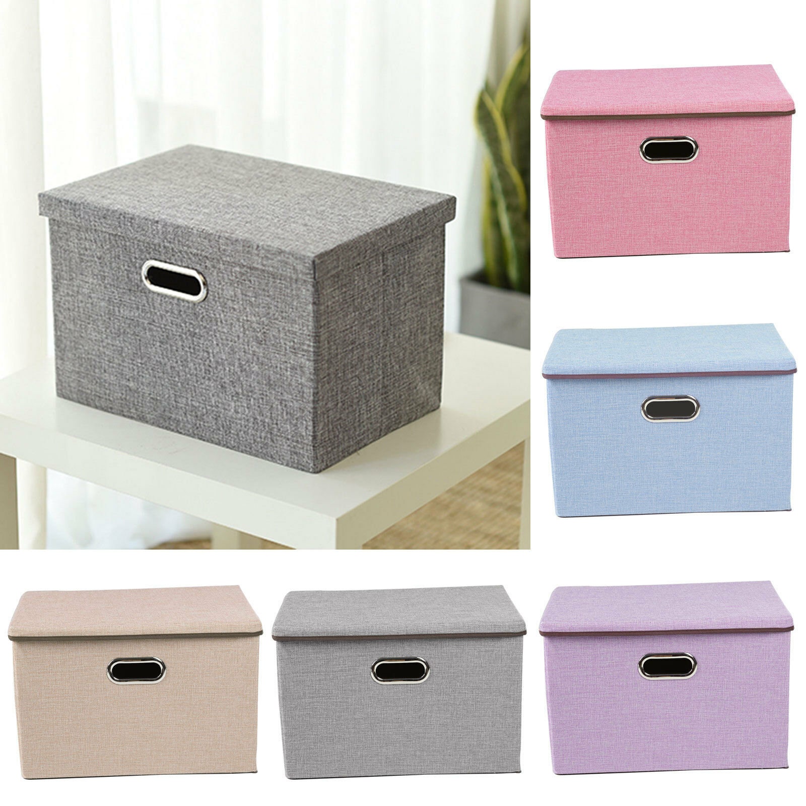 Large Foldable Square Canvas Storage Box Collapsible Fabric Etsy