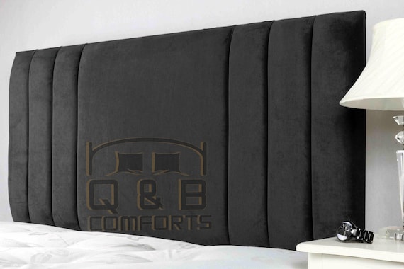 Q&B Bed headboard ARIZONA headboard in Plush Soft Velvet Design Black, 3FT Single