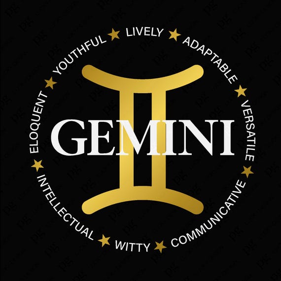 Gemini Zodiac Birthday Svg Png, Astrology Zodiac Sign, Positive