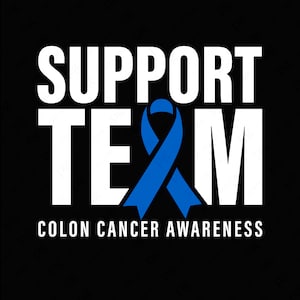 Colon Cancer Awareness Svg Png, Support Team Svg Png, Blue Ribbon Awareness Svg, Cancer Ribbon Svg Download DTF Sublimation PNG & SVG Cricut