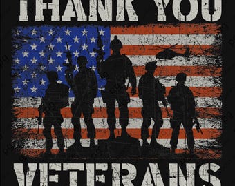 Grazie ai veterani PNG, design della bandiera americana per i soldati militari per il Giorno dei veterani (download digitale)