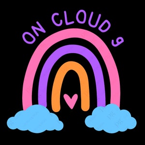Auf Wolke 9 svg, 9. Geburtstag Mädchen Kinder, Regenbogen svg, 9 Jahre fantastisch Geburtstag Geschenk Idee digitaler Download DTG Sublimation Cricut SVG & PNG