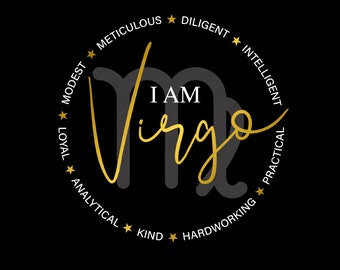 Ik ben Maagd sterrenbeeld verjaardag Svg, astrologie sterrenbeeld | Positief kenmerk cadeau digitale download DTG-sublimatie Cricut-bestand SVG en png