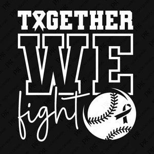 Razem Walczymy Svg Png, Biała Wstążka Svg, Świadomość Softballu Svg, Świadomość Baseballu, Cyfrowe Pobieranie Sublimacji PNG i SVG Cricut