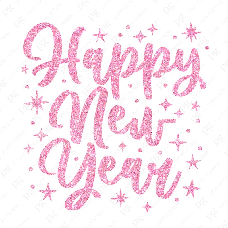 Happy New Year Svg Png, Gold Glitter Png, Pink Glitter Png, Happy New ...
