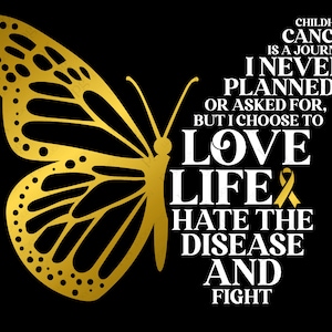 Childhood Cancer is a Journey Svg Png, Childhood Cancer Awareness Svg, Cancer Svg, Gold Ribbon Digital Download Sublimation PNG & SVG Cricut
