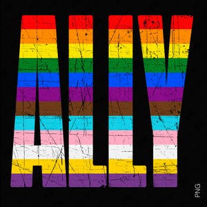 ALLY Svg Png, Svg Lgbtq, allié en détresse arc-en-ciel fierté Fiag Png, cadeau du mois de la fierté pour allié, téléchargement numérique sublimation PNG & SVG Cricut