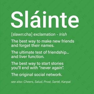 Slainte Definição Svg Png, Dia de São Patrício Svg, Citação Positiva Irlandesa Engraçada Svg Download Digital Design de Sublimação PNG e SVG Cricut