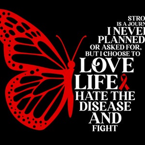 Stroke is A Journey Svg Png, Red Butterfly Svg, Stroke Svg, Stroke Awareness Inspiration Quote Digital Download Sublimation PNG & SVG Cricut